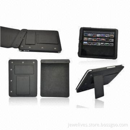 Leather Cases for Apple's iPad, with Double Kickstand and Slip-in Design, Available in Black Color